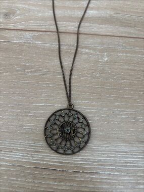 Long Antique Brass Pendant Necklace Lucky Brand